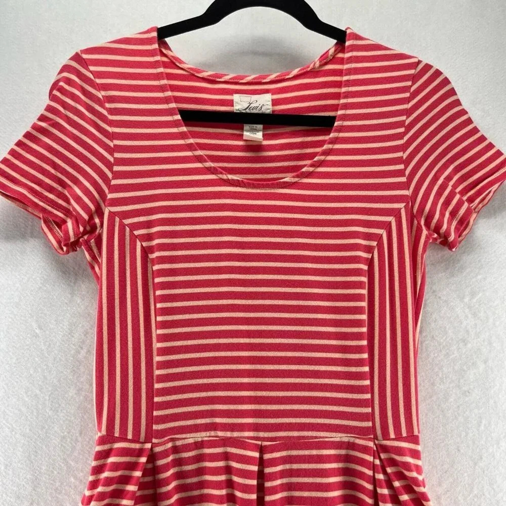 Levi's Dress Size XS A-Line Mini Striped Scoop Neck Short Sleeve Cotton Orange - Picture 2 of 13